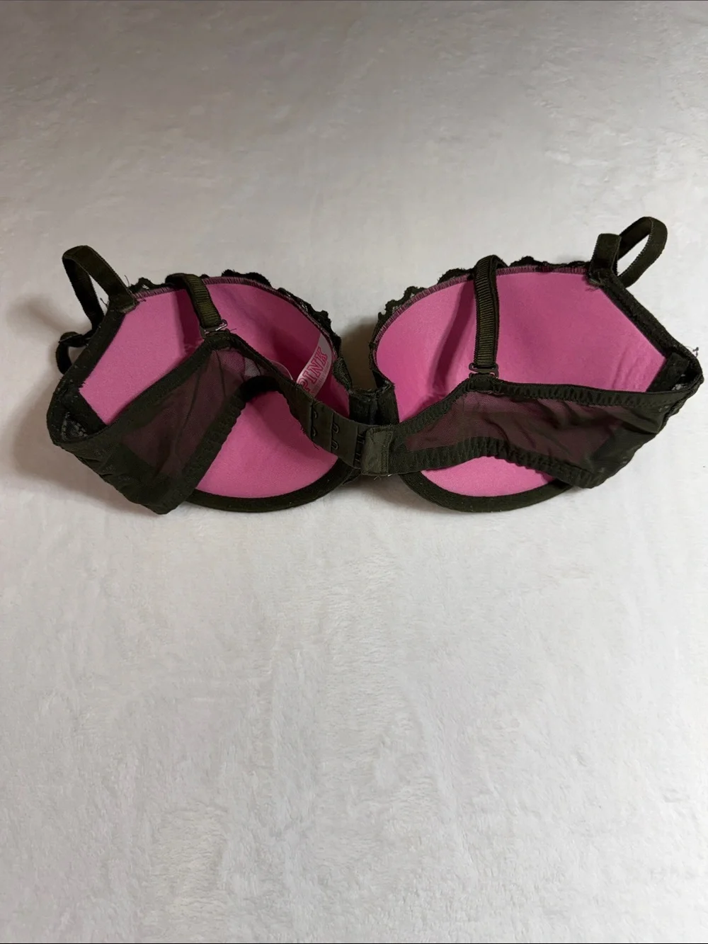 PINK Victoria's Secret Olive Green Lace Push-Up Bra